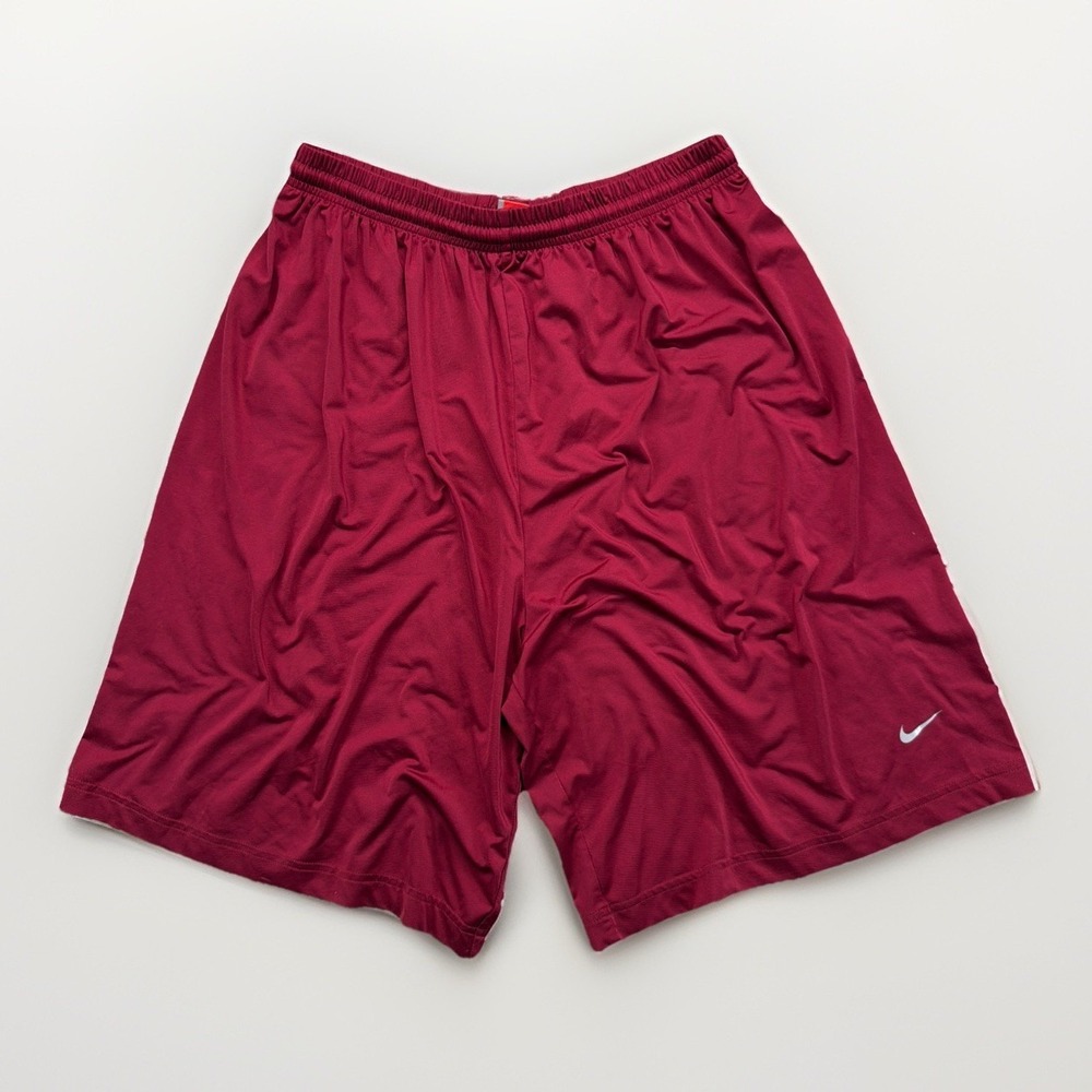 Vintage Nike Shorts Mens‎ Large Red Gray Tag Silky Baggy Dazzle Y2K